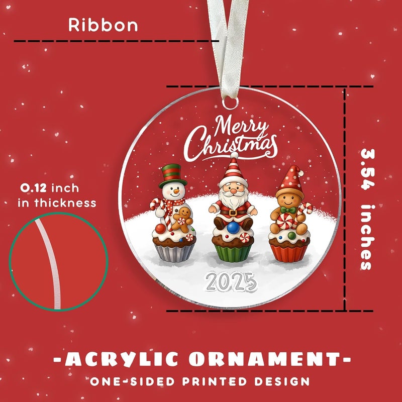 SUCHAGIFT Cupcake Ornament - Food Ornaments for Christmas Tree, Dessert Baking Ornaments - Food Dessert Cookie Gifts for Baking Lover, Baker - Acrylic Gingerbread Snowman Ornament - Image 2
